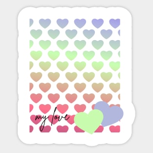 Colorful hearts my love Valentines ,brafdesign Sticker